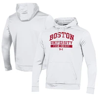Men's Under Armour White Boston University Field Hockey Fleece Pullover Hoodie