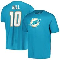 Men's Fanatics Tyreek Hill Aqua Miami Dolphins Big & Tall Player Name Number T-Shirt