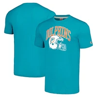 Unisex Homage Aqua Miami Dolphins Helmet Retro Tri-Blend T-Shirt