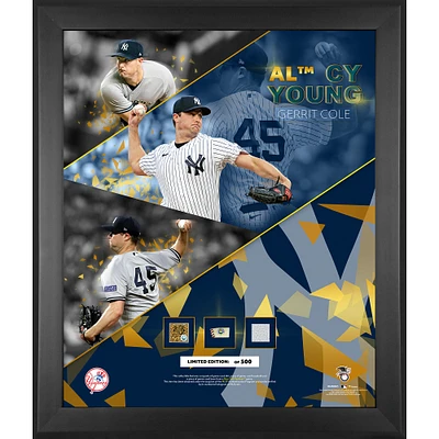 Gerrit Cole New York Yankees Framed 2023 American League Cy Young Award 20" x 24" Collage with Pieces of Game-Used Dirt, Baseball, and Base - Limited Edition of 500