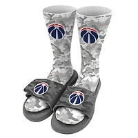Men's ISlide Gray Washington Wizards Camo Sock & Slide Bundle