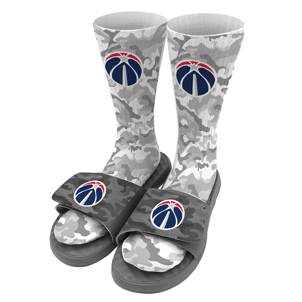 Men's ISlide Gray Washington Wizards Camo Sock & Slide Bundle