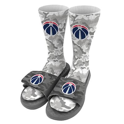 Men's ISlide Gray Washington Wizards Camo Sock & Slide Bundle
