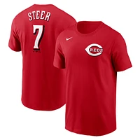 Men's Nike Spencer Steer Red Cincinnati Reds Player Name & Number T-Shirt