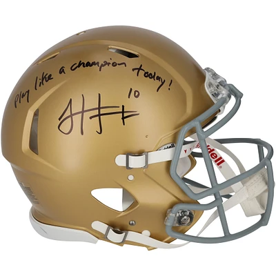 Sam Hartman Notre Dame Fighting Irish Autographed Riddell Speed Authentic Helmet with "Play like a champion today!" Inscription