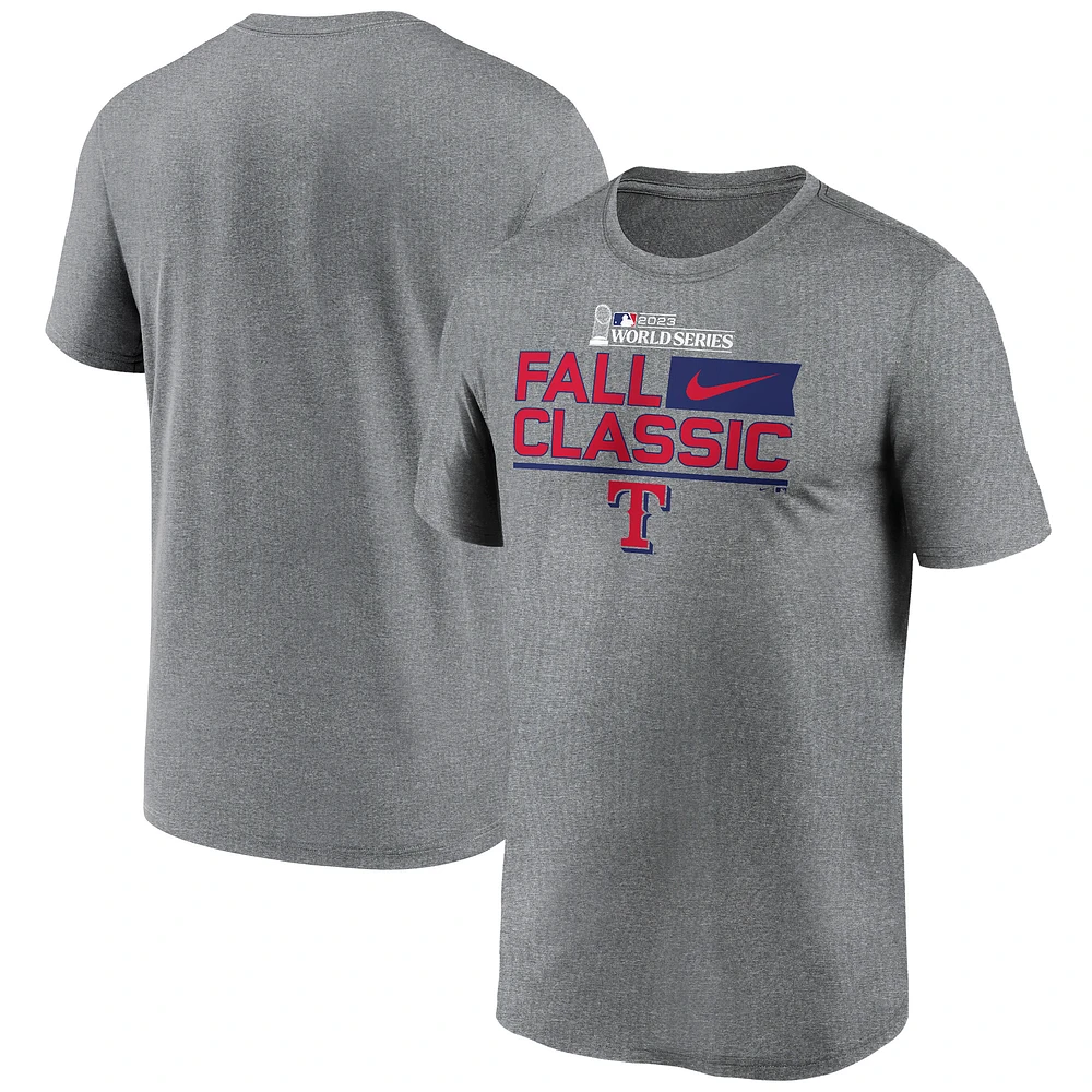Men's Nike Heather Charcoal Texas Rangers 2023 World Series Fall Classic T-Shirt