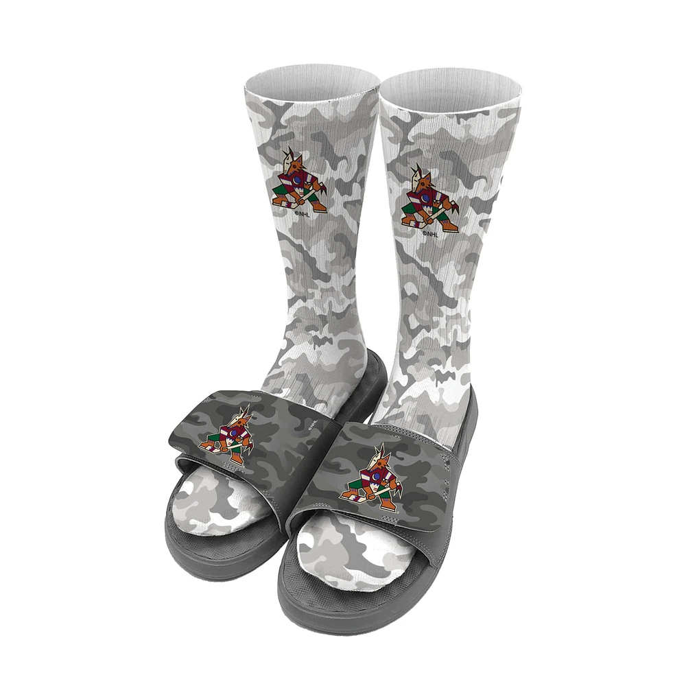 Youth ISlide Gray Arizona Coyotes Camo Sock & Slide Bundle
