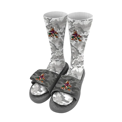 Youth ISlide Gray Arizona Coyotes Camo Sock & Slide Bundle