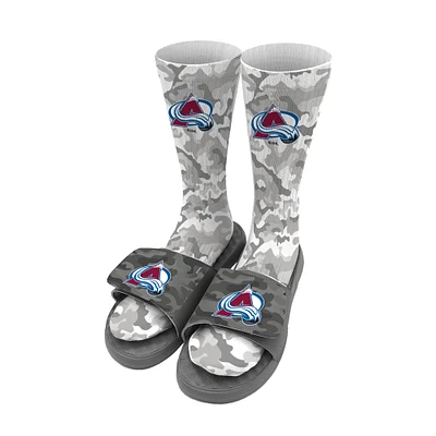 Youth ISlide Gray Colorado Avalanche Camo Sock & Slide Bundle