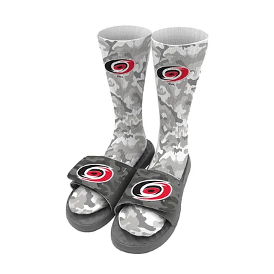 Youth ISlide Gray Carolina Hurricanes Camo Sock & Slide Bundle