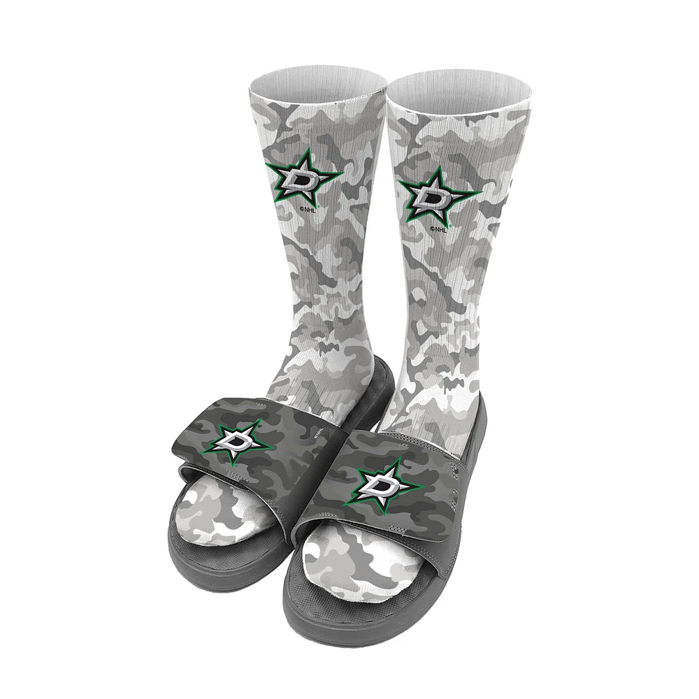 Youth ISlide Gray Dallas Stars Camo Sock & Slide Bundle