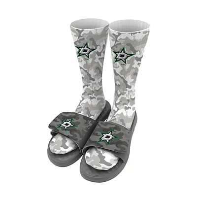 Youth ISlide Gray Dallas Stars Camo Sock & Slide Bundle
