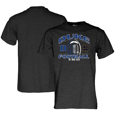 Unisex Blue 84 Heather Charcoal Duke Devils vs. Notre Dame Fighting Irish 2023 Football Matchup T-Shirt