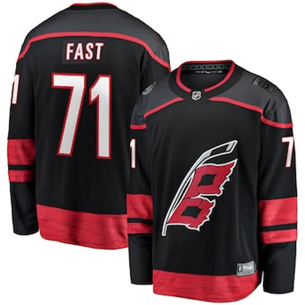 Men's Fanatics Jesper Fast Black Carolina Hurricanes Home Breakaway Jersey