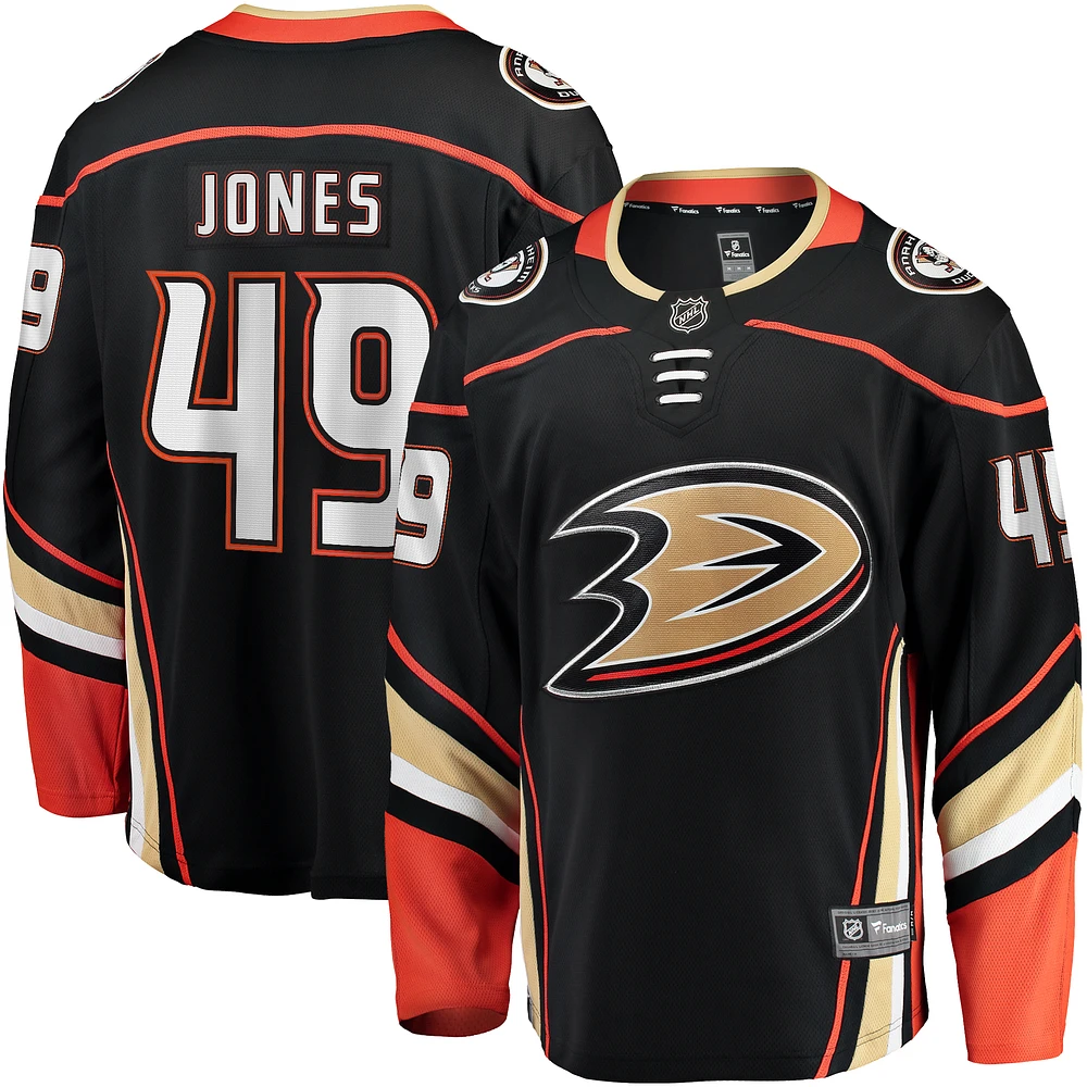 Men's Fanatics Max Jones Black Anaheim Ducks Home Breakaway Jersey