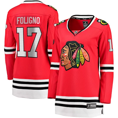 Women's Fanatics Nick Foligno Red Chicago Blackhawks Home Breakaway Player Jersey