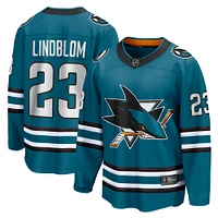 Men's Fanatics Oskar Lindblom Teal San Jose Sharks Home Breakaway Jersey