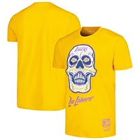 Men's Mitchell & Ness Gold Los Angeles Lakers Hardwood Classics Sugar Skull Hometown T-Shirt