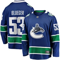 Men's Fanatics Teddy Blueger Blue Vancouver Canucks Home Breakaway Jersey