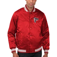 Men's Starter Red Atlanta Falcons Locker Room Satin Varsity Full-Snap Jacket