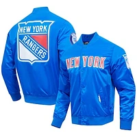 Men's Pro Standard Blue New York Rangers Classic Satin Full-Snap Jacket