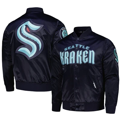 Men's Pro Standard Deep Sea Blue Seattle Kraken Classic Satin Full-Snap Jacket