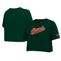 Women's Pro Standard Green Minnesota Wild Boxy Script Tail Cropped T-Shirt