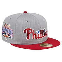 Men's New Era Gray Philadelphia Phillies Pivot Mesh 59FIFTY Fitted Hat