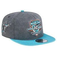 Men's New Era Black/Teal Florida Marlins 10th Anniversary Pigment Dye Golfer Snapback Hat