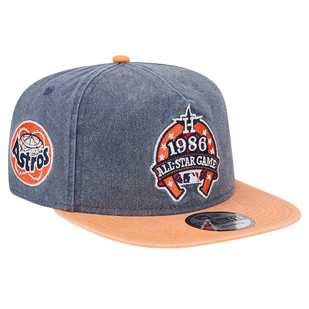 Men's New Era Navy/Orange Houston Astros 1986 MLB All-Star Game Pigment Dye Golfer Snapback Hat