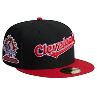 Men's New Era Black Cleveland Indians Cooperstown Collection Retro Spring Training 59FIFTY Fitted Hat