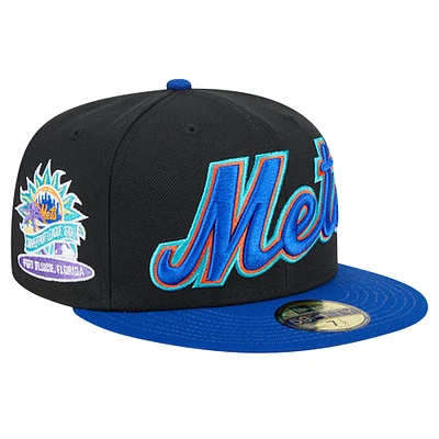 Men's New Era Black New York Mets  Retro Spring Training 59FIFTY Fitted Hat