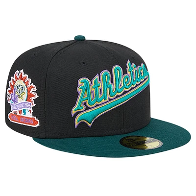 Men's New Era Black Oakland Athletics  Retro Spring Training 59FIFTY Fitted Hat