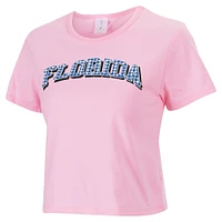 Women's ZooZatz Pink Florida Gators Gingham Logo Cropped T-Shirt