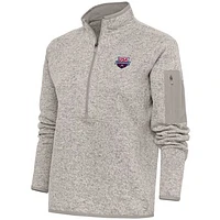 Women's Antigua  Oatmeal USA Swimming Fortune Half-Zip Pullover Jacket