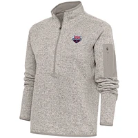 Women's Antigua  Oatmeal USA Swimming Fortune Half-Zip Pullover Jacket