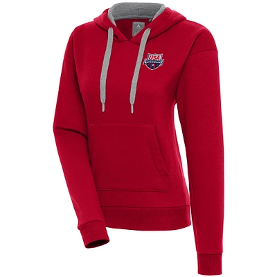 Women's Antigua  Red USA Swimming Victory Pullover Hoodie
