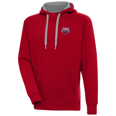 Men's Antigua  Red USA Swimming Victory Pullover Hoodie