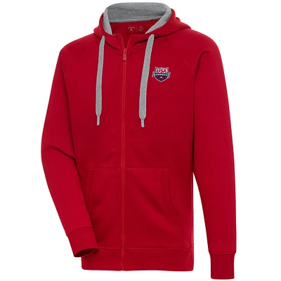 Men's Antigua  Red USA Swimming Victory Full-Zip Hoodie