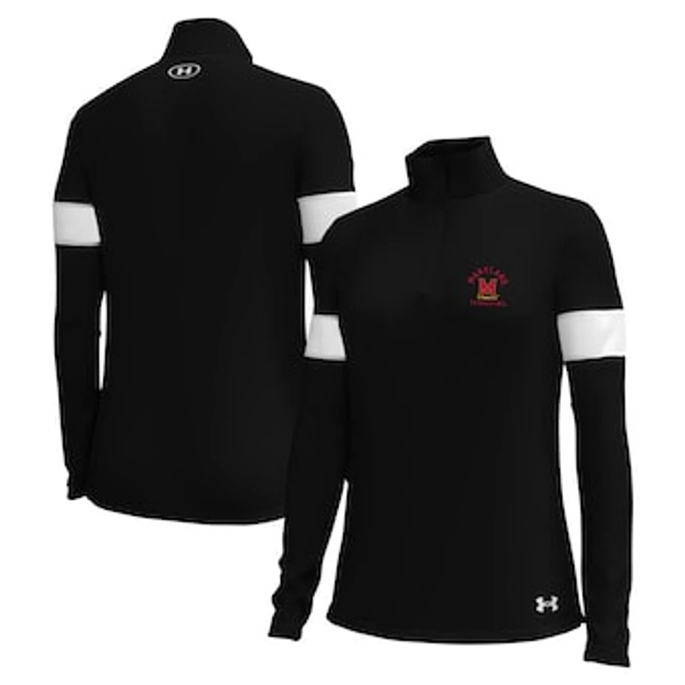 Women's Under Armour Black Maryland Terrapins Gameday Challenger Quarter-Zip Top