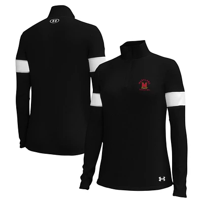 Women's Under Armour Black Maryland Terrapins Gameday Challenger Quarter-Zip Top