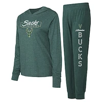 Women's Concepts Sport Hunter Green Milwaukee Bucks Meter Pullover Hoodie & Pants Set