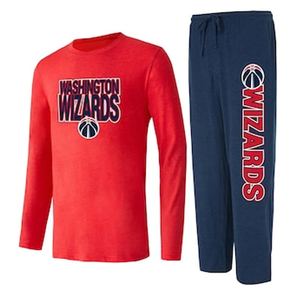 Men's Concepts Sport Navy/Red Washington Wizards Meter Long Sleeve T-Shirt & Pants Sleep Set