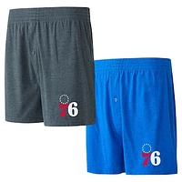 Men's Concepts Sport Royal/Charcoal Philadelphia 76ers Two-Pack Jersey-Knit Boxer Set