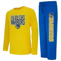 Men's Concepts Sport Royal/Gold Golden State Warriors Meter Long Sleeve T-Shirt & Pants Sleep Set