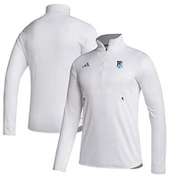 Men's adidas  White Rhode Island Rams Stadium Knit Quarter-Zip Pullover Jacket