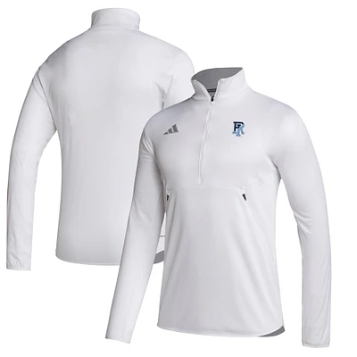 Men's adidas  White Rhode Island Rams Stadium Knit Quarter-Zip Pullover Jacket