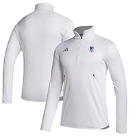 Men's adidas  White Rhode Island Rams Stadium Knit Quarter-Zip Pullover Jacket