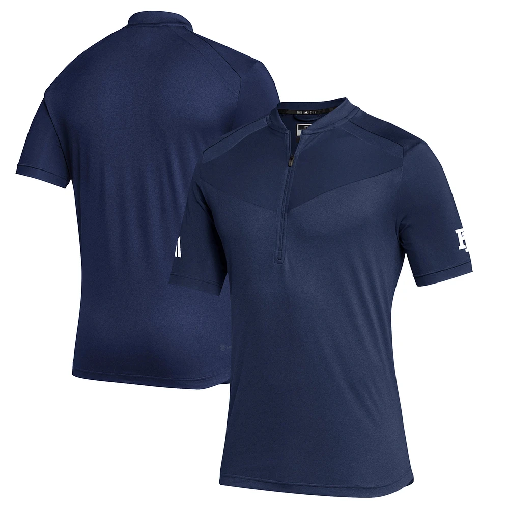 Men's adidas Navy Rhode Island Rams Sideline Quarter-Zip Polo