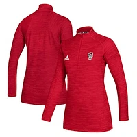 Women's adidas  Red NC State Wolfpack Game Mode Performance Quarter-Zip Pullover Top